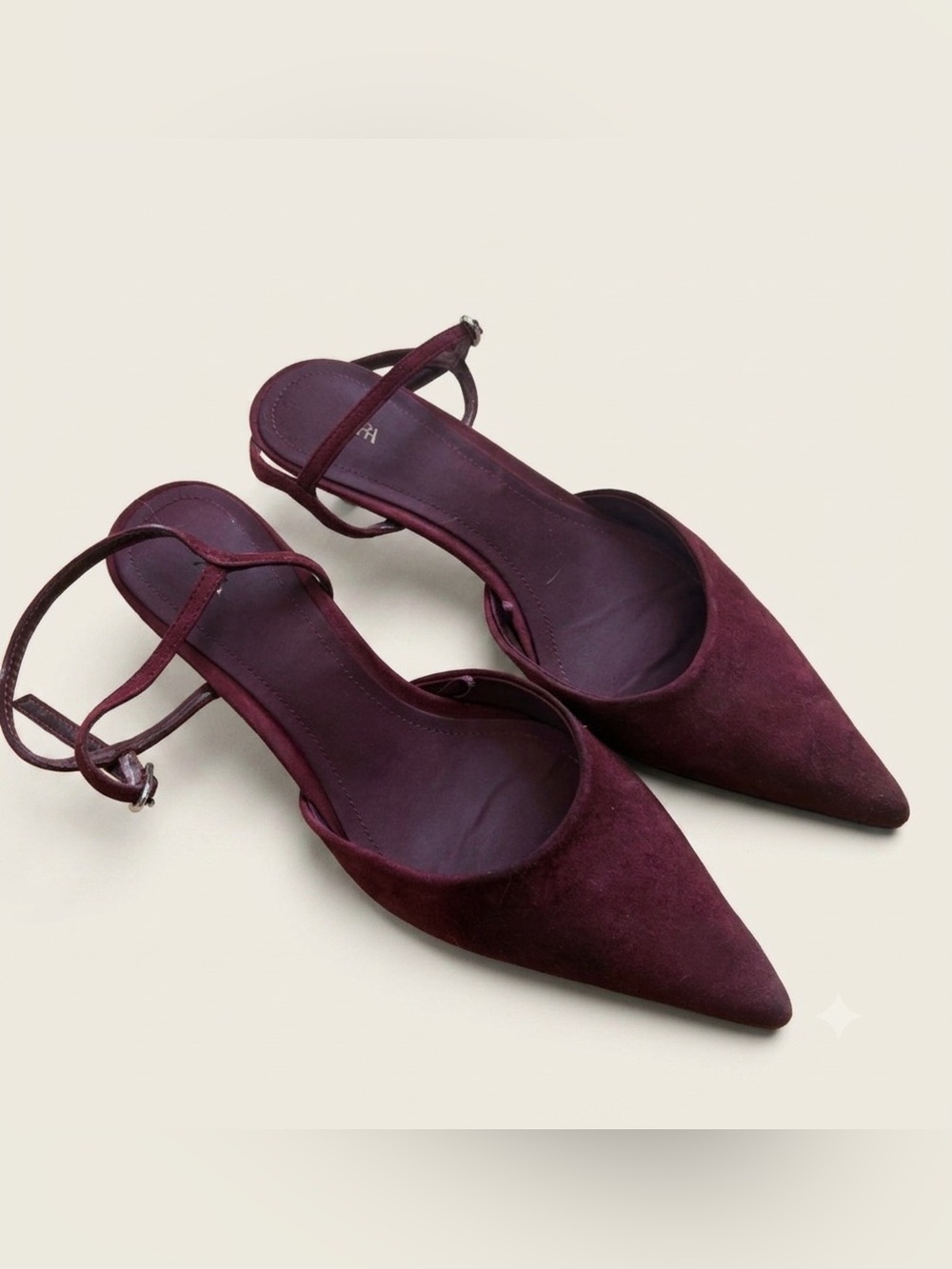 Zara Sz 9 (40) Burgundy Wine Color Pointy Toes Kitten Heels